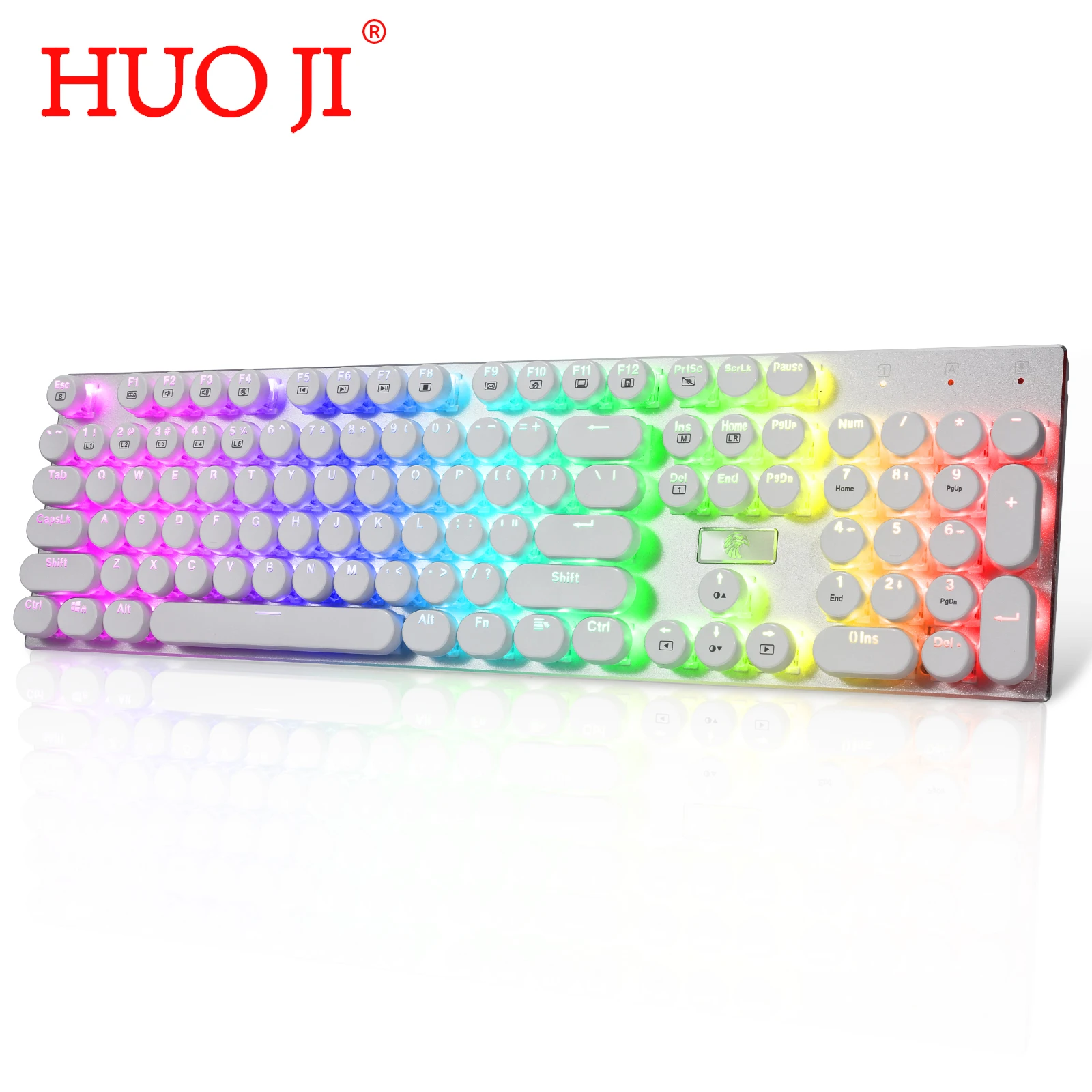 

HUO JI E-YOOSO Z-88 Typewriter Retro Mechanical Keyboard USB Wired Round 104 Keys RGB Switch LED Backlight Blue Switches