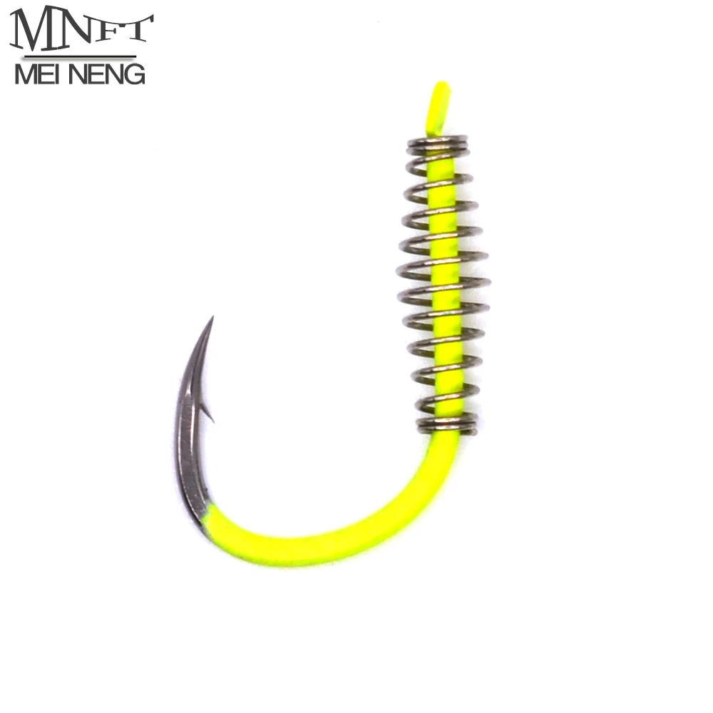 MNFT 40Pcs Fluorescent Yellow & Steel Color Fishing Spring Hook Barbed Swivel Circle Carp Hook 3#-12# Single Circle Fishinhook