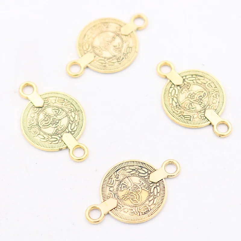 15pcs Antique Gold Color Divination Metal Pendant DIY Retro Bracelet Connector For Jewelry Handicraft Making 29*18mm P20