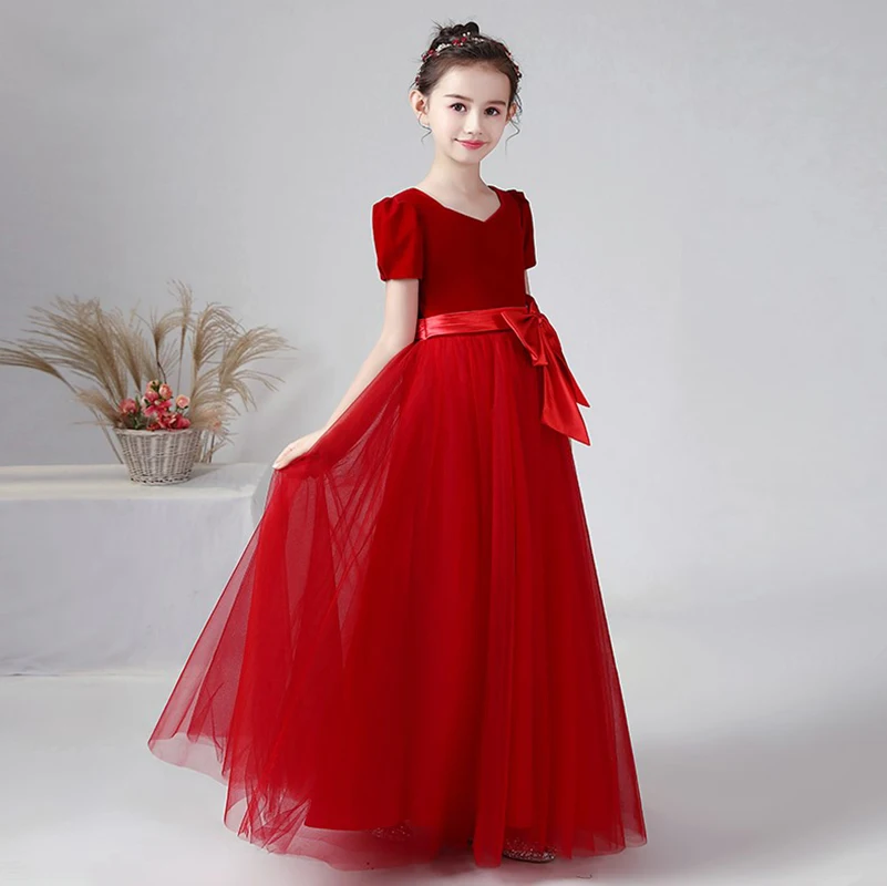 Dideyttawl Rote Blume Mädchen Kleider Für Neue Jahr Tüll Junior Konzert Kleid Weihnachten Kinder Geburtstag Hochzeit Formal Pageant Kleid