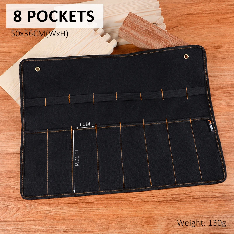 Pocket Tool Bag Chisel Carrying Case Canvas Roll Holder Wrench Pouch Pockets Organizer For Knife Hammers Gouges Carpenter