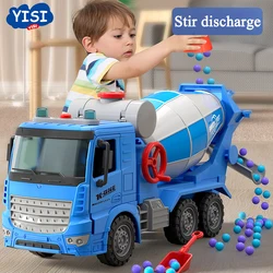 Simulation inertial engineering truck cement mixing discharge large boy sound and light concrete set toy car