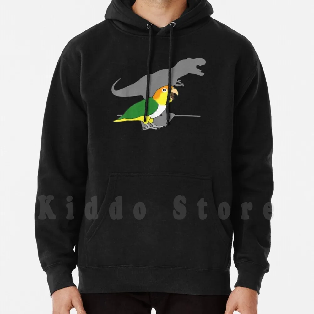 Sudadera con capucha de dinosaurio y loro, diseño de Caique T-Rex de vientre blanco, memes de aves, manga larga, idea divertida para cumpleaños