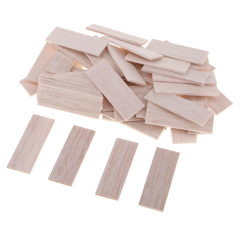 Rectangular Natural Round Balsa Wood Stick Woodcraft Flat Dowel for Kid Model Making DIY Craft Home Wedding Party Decoration