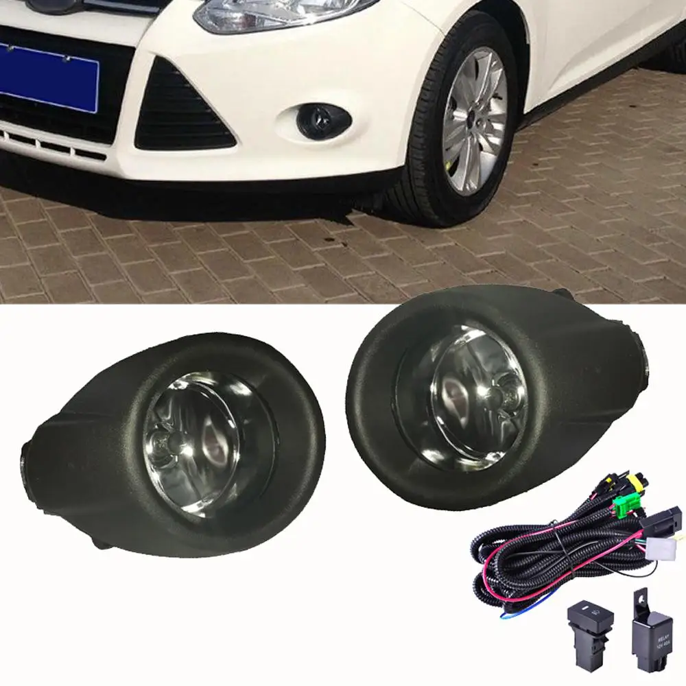 

For Ford Focus 2012 2013 2014 Fog Lights Driving Lamps+Black Grille Cover+Wiring Harness