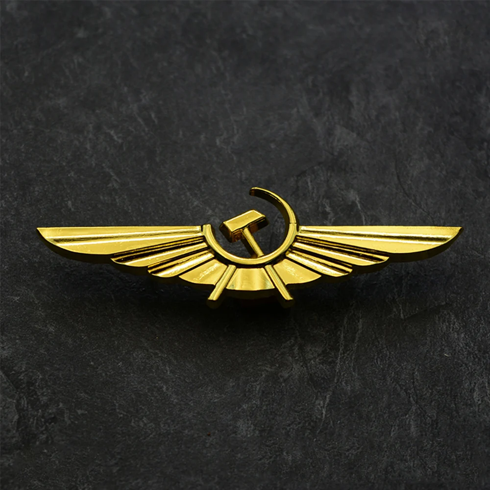 Soviet Union Air Force Badge Aeroflot Russian Airlines Brooch USSR Aviation Metal Wings Collar Pin