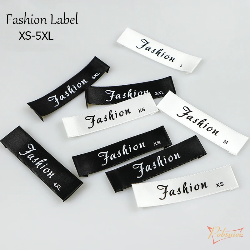 400pcs Collar Cloth Size Label General Woven Sideband Silk printed Labels FASHOIN Clothing Size Label Tag XS S M L XL 2XL 3XL