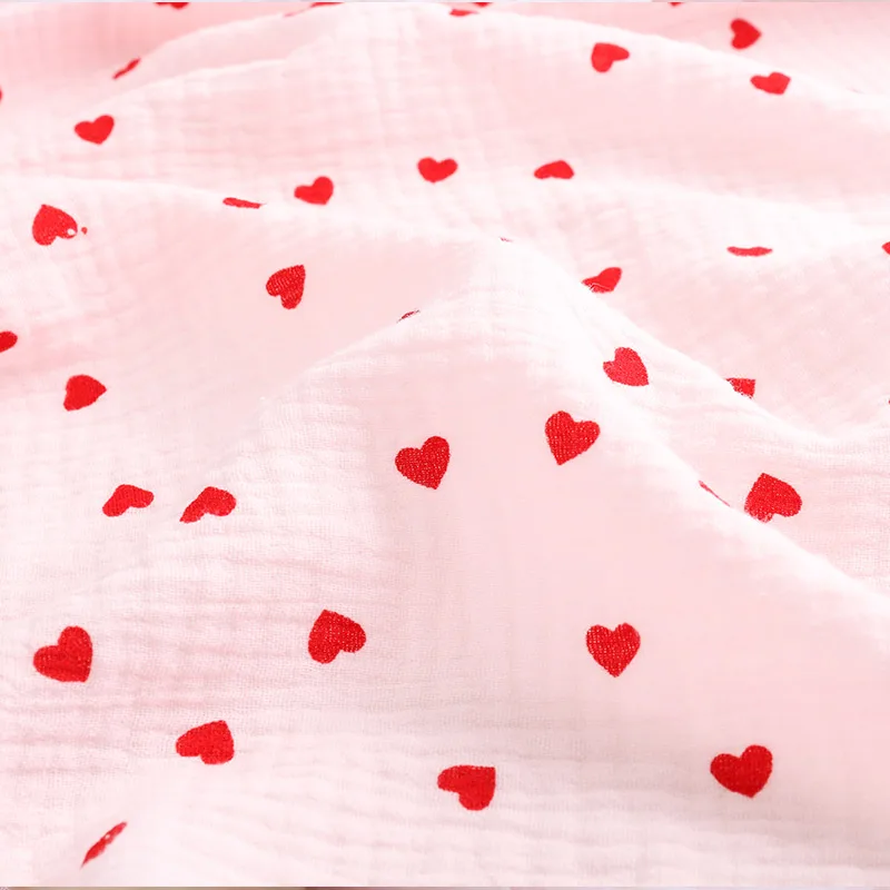 Soft Heart Print Cotton Sewing Fabric for DIY Projects