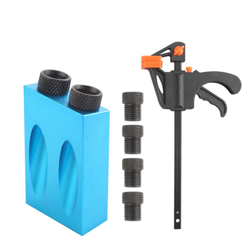 Localizzatore di fori obliqui a 15 gradi localizzatore di foratura angolare punte per legno in alluminio guida per Kit di morsetti per maschere utensili manuali in legno