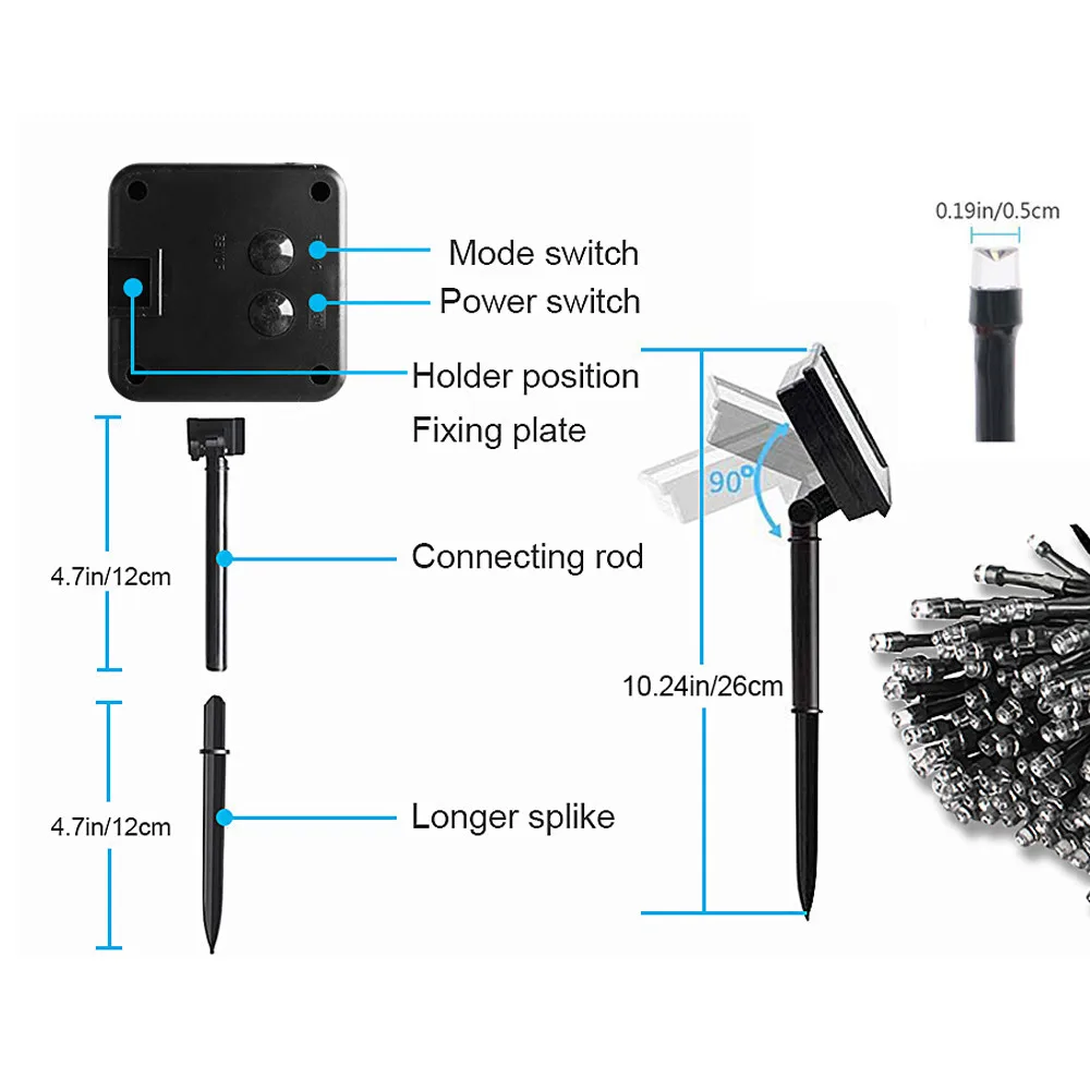 Christmas Tree Street Decorations Garland Lighting Waterproof  LED String Lights Solar Xmas New Year Outdoor Home Decor Light