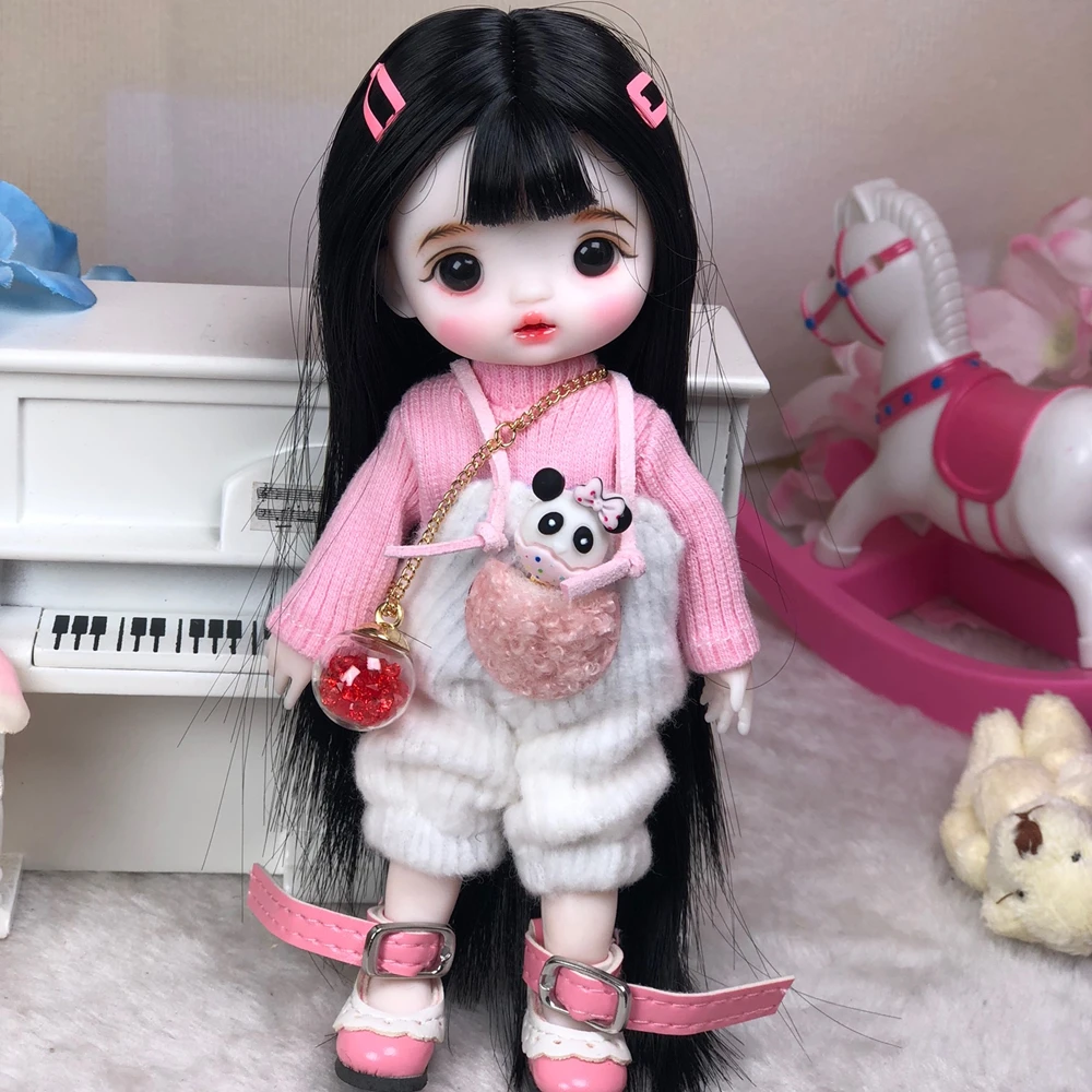 1/8 Bilancia 16 CENTIMETRI BJD OB11 Bambola Carino Delicata Face Up Con Parrucca e Vestiti Set Completo Bambola Obitsu11 Corpo Figura Modello Giocattolo Regalo Per La Ragazza