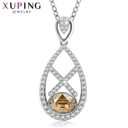 Xuping Jewelry Fashion Classic Crystal Necklace with Rhodium Plated for Women Girls Exquisite Gifts 40371