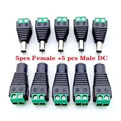 5Pcs Female +5 Pcs Male DC Connector 2.1*5.5mm Power Jack Adapter Plug Cable Connector for 3528/5050/5730 Led Strip Ligh