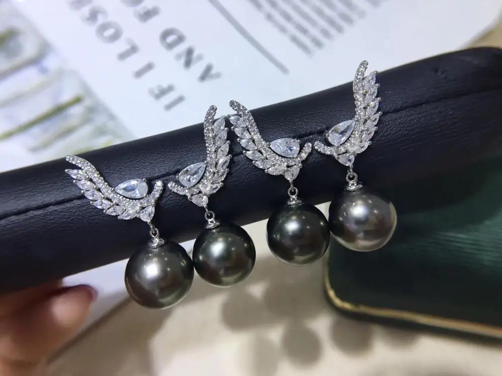 

Angel's Wing 925 Sterling Silver Earrings Findings Base Mountings Jewelry Parts Accessories for Pearls Beads Agate Jade Crystal