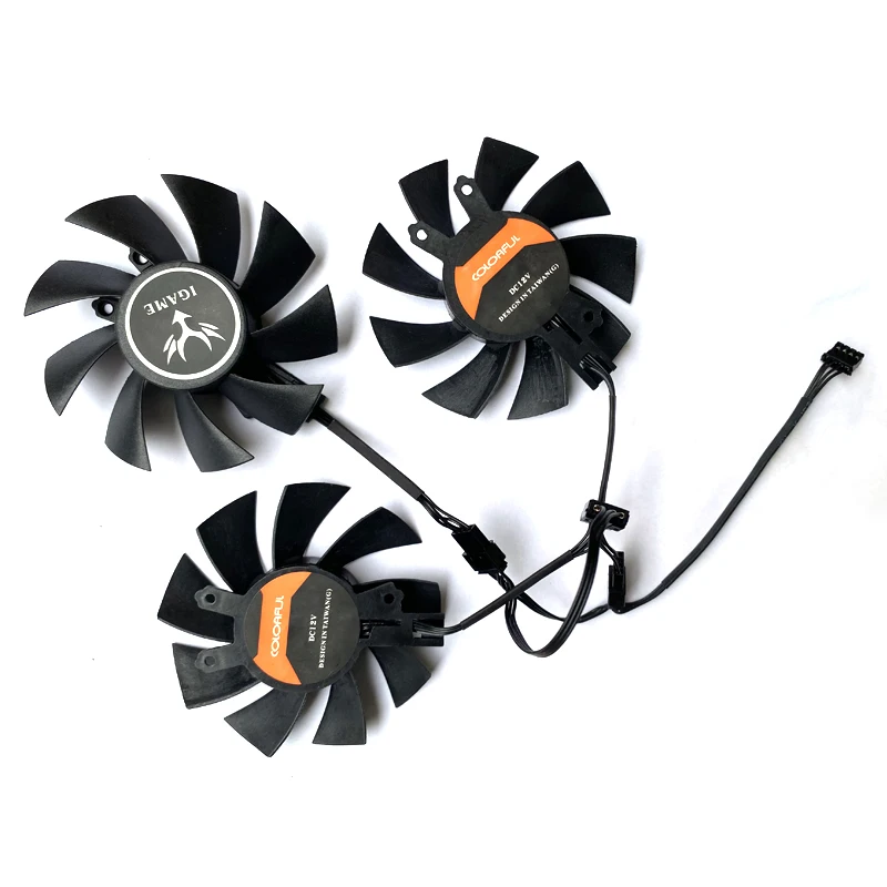 Cooler para placa de vídeo, lançamento 3 pçs, 75mm, 4pin, gtx 1060, cooler, para igame, gtx1060, gtx 1070ti, gtx 1080, gtx 1050, rtx