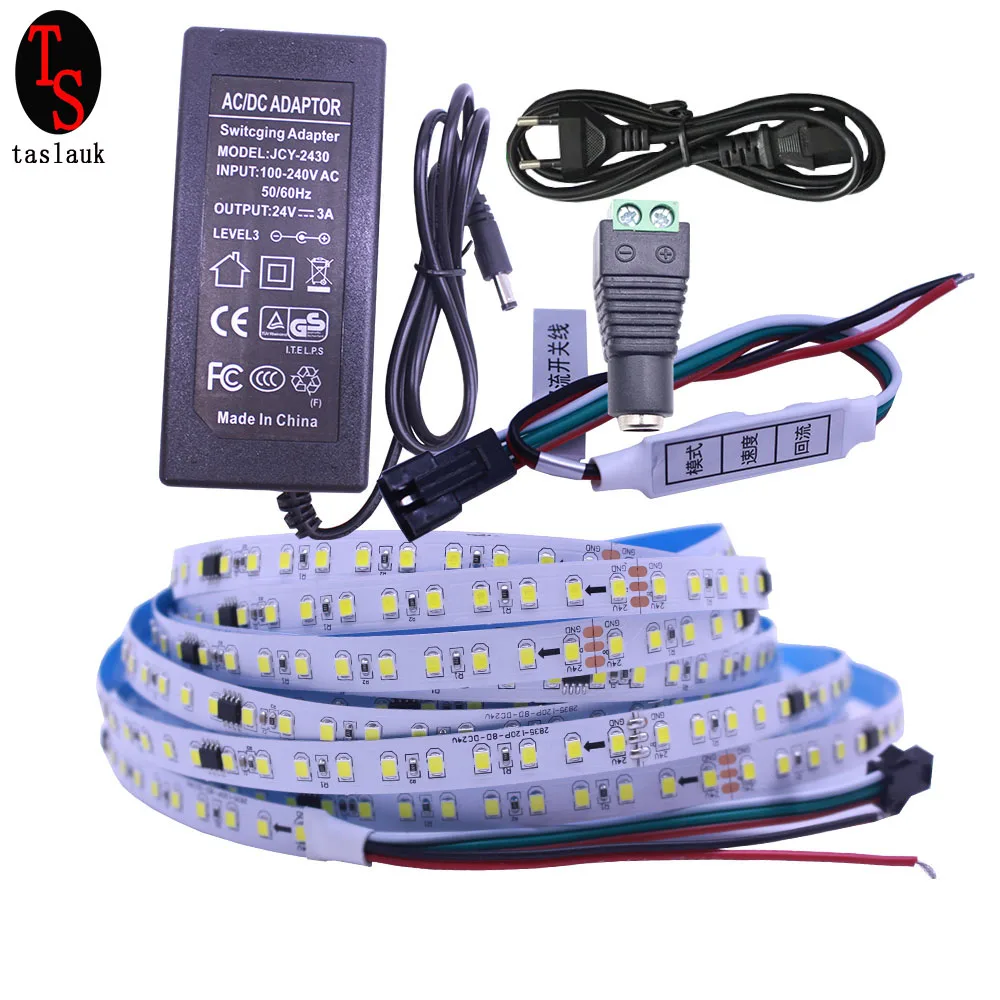 10m/set 8mm PCB 2835 120LEDs/m Strip DC24v not-waterproof Flexible Light White Warm White 4000k neutral white controller power