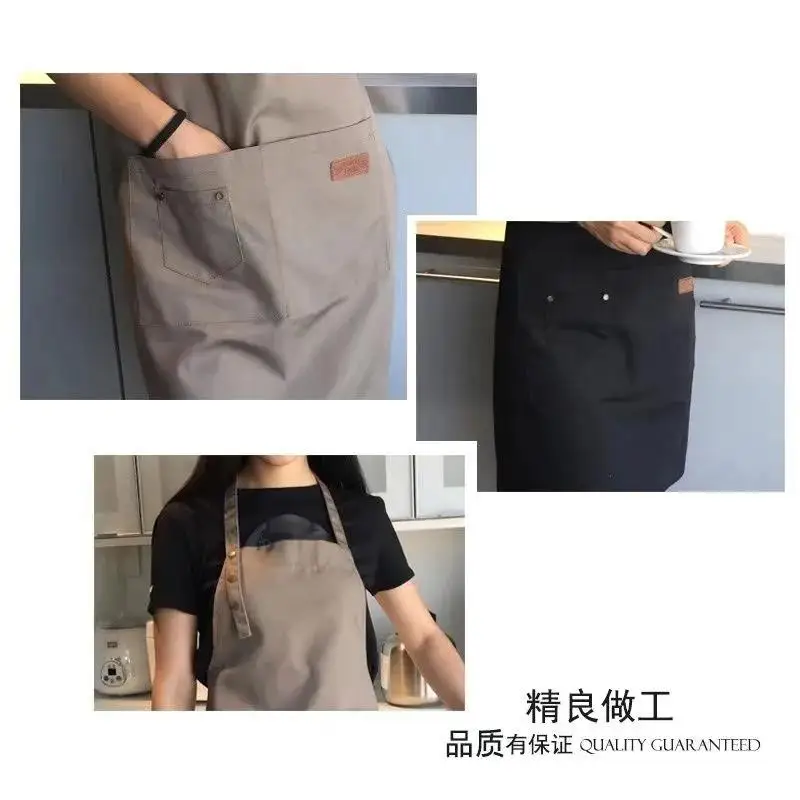 New Adjustable Bib Apron Waterproof Stain-Resistant with Two Pockets Kitchen Chef Baking Cooking BBQ Apron Equipment Accessories