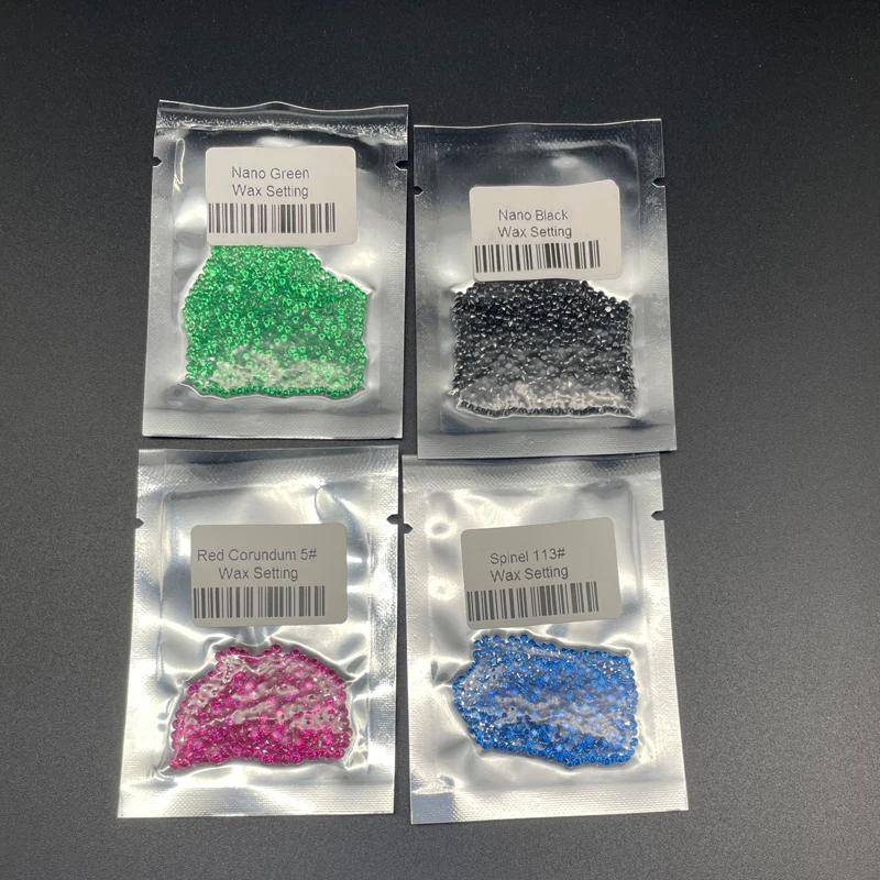 500 ~ 0.9mm okrągły Brilliant Cut Nano zielony kamień 5A syntetyczny czerwony korund wosk ustawienie #3.0 niebieski kamień do biżuterii DIY