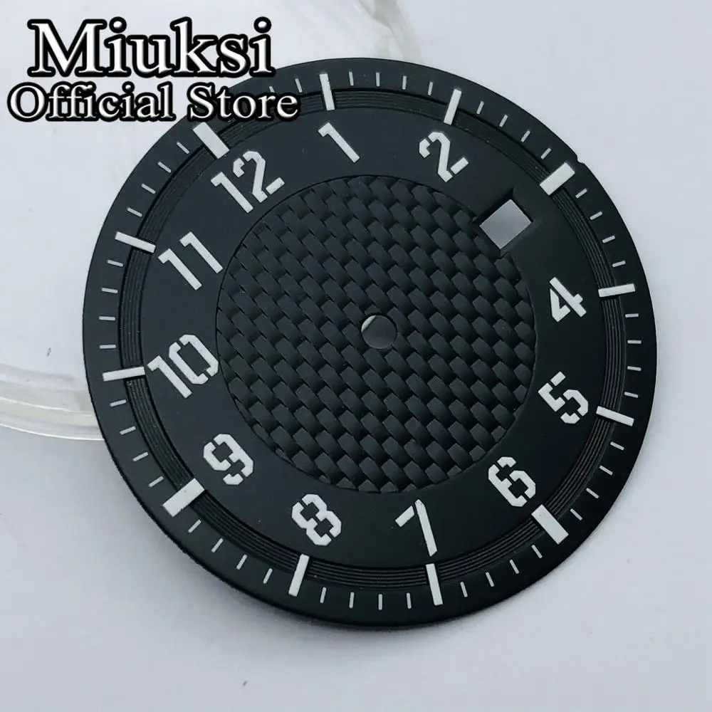 Miuksi 34mm black white green coffee sterile dial luminous dial fit NH35 NH35A NH36 movement