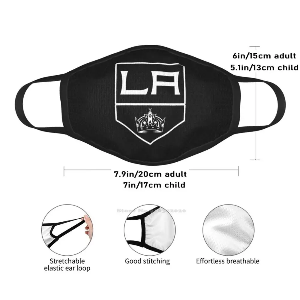 Die Könige von Los Angeles City Designer schwarz atmungsaktiv wieder verwendbare Mund maske Logo Sport Hockey Teams