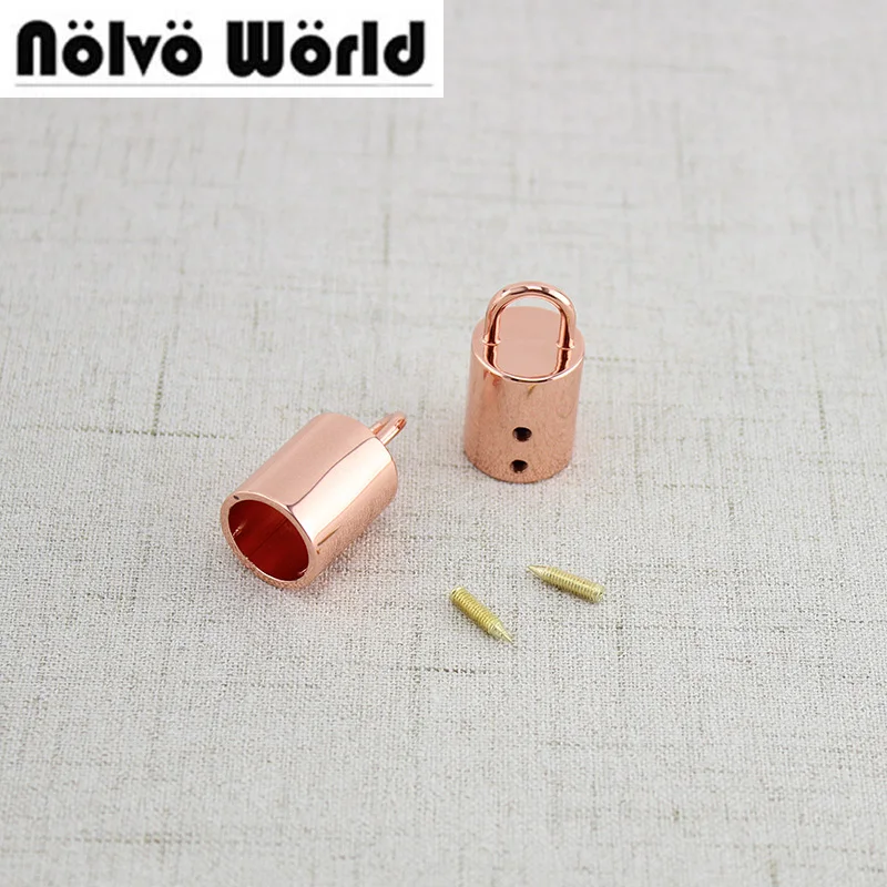 10pcs 2*1.5cm Rose Gold Fashion handbag leather stopper metal tassel ornament cap for bag purse