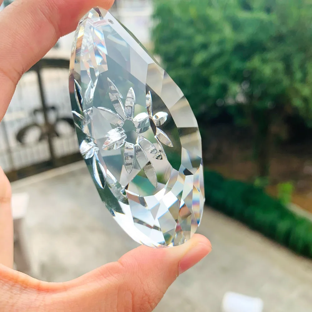 76mm Clear Daisy Crystals Prisms Hanging Suncatcher Glass Drop Pendant Chandelier Crystal Ornament Chrismas Home Wedding Decor