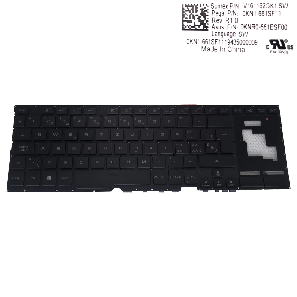 Imagem -01 - Teclado de Substituição Suíço sw para Asus Rog Zephyrus S17 Gx701gw Gx701gx Gx701gwr Gx701gxr Teclado de Computadores Novo V161162gk1 teclado de substituicao suico sw para asus rog zephyrus s17 gx701gw gx701gx gx701gwr gx701gxr teclado de computadores novo v161162gk1 01