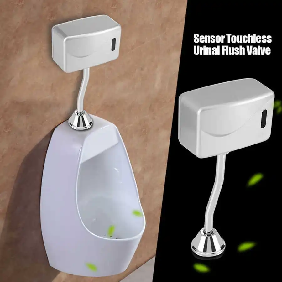 Bathroom Sensor Touchless Urinal Flush Valve Toilet Exposed Wall Mounted Automatic DC 6V Accessories