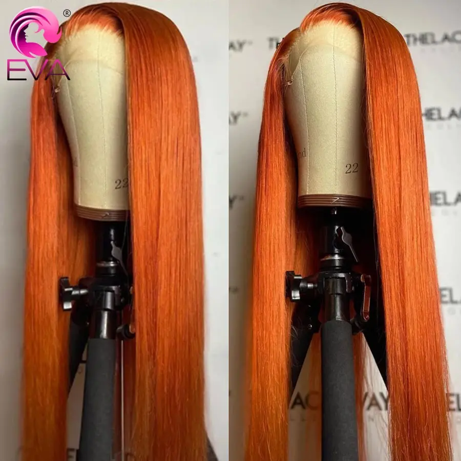 

Orange Ginger Color Lace Front Wig 4x4 Lace Closure Wig Straight Lace Front Human Hair Wigs 200 Density Lace Frontal Wig Colored