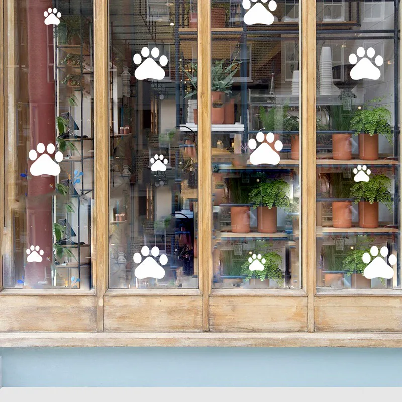 Cartoon Puppy Footprints PVC Wall Stickers Home Decoration For Children's Room Fridge Kitchen Wall Decals Peel & Stick Wallpaper