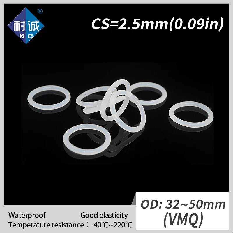 2 ピース/ロットシリコーンゴム論理和 VMQ CS 2.5 ミリメートル OD32/34/35/38/40/42 /44/45/48/50 ミリメートル O リングガスケットシリコーン O リング防水