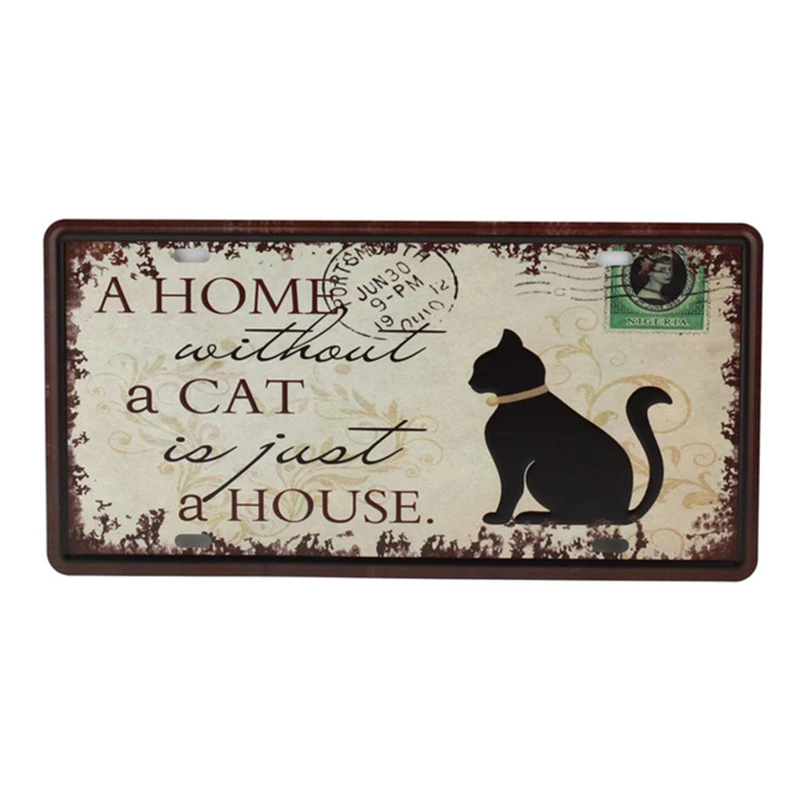 Welcome Family Home House Cat Tin Sign Musical Instrument Car License Plate Pin Up Signs Bar Cafe Home Wall Decor Plaque 15x30cm