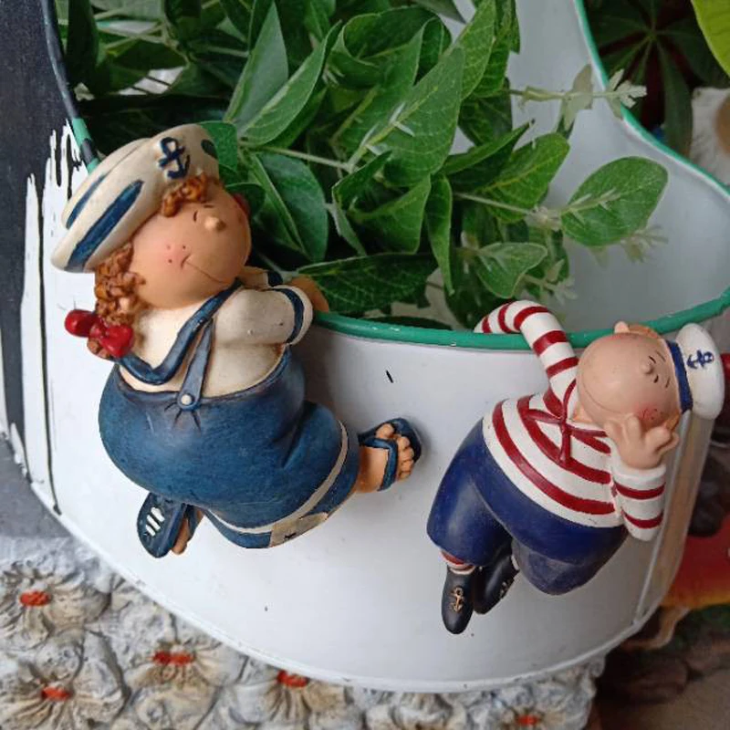 

Nordic Resin Sailor Pirate Flowerpot Climbing Decoration Balcony Courtyard Furnishings Crafts Outdoor Garden Sculpture Ornaments