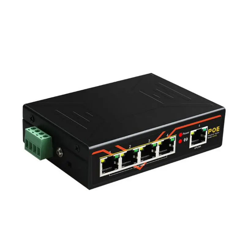 5 Poorten Poe Switch 10/100Mbps Industriële Grade Fast Ethernet Switch Din Rail Type Netwerk Switch