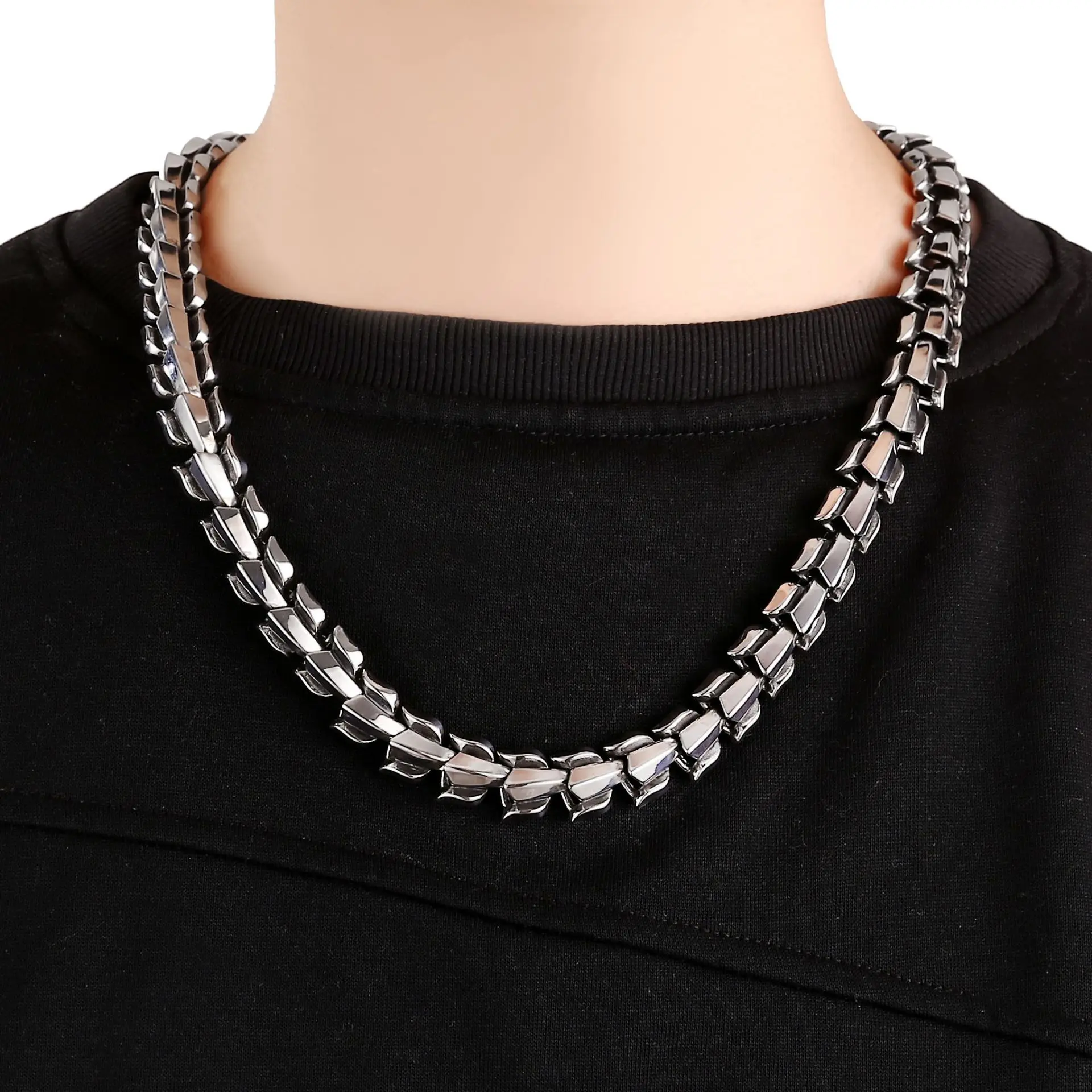 

Vintage Punk Keel Chain Viking Ouroboros Necklace for Men Stainless Steel Hippop Jewelry Culture