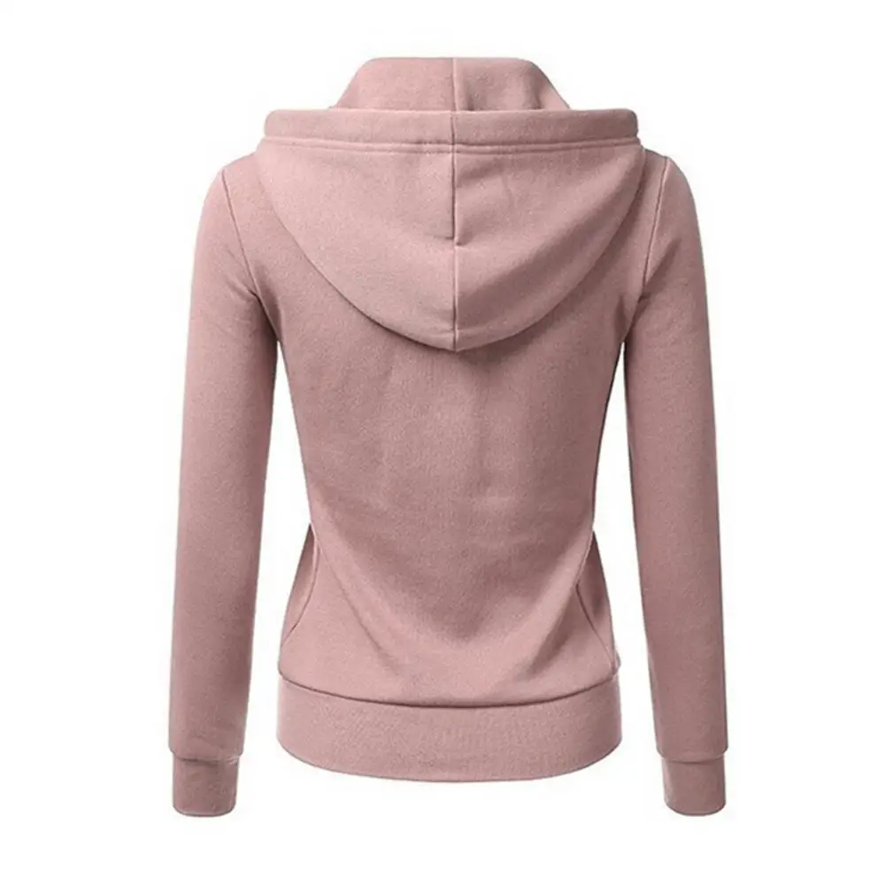 2021 Casual Hoodies Women Autumn Winter Cardigan Solid Color Long Sleeve Hoodie Pockets Zipper Sports Coat Hoodie Women Clothing