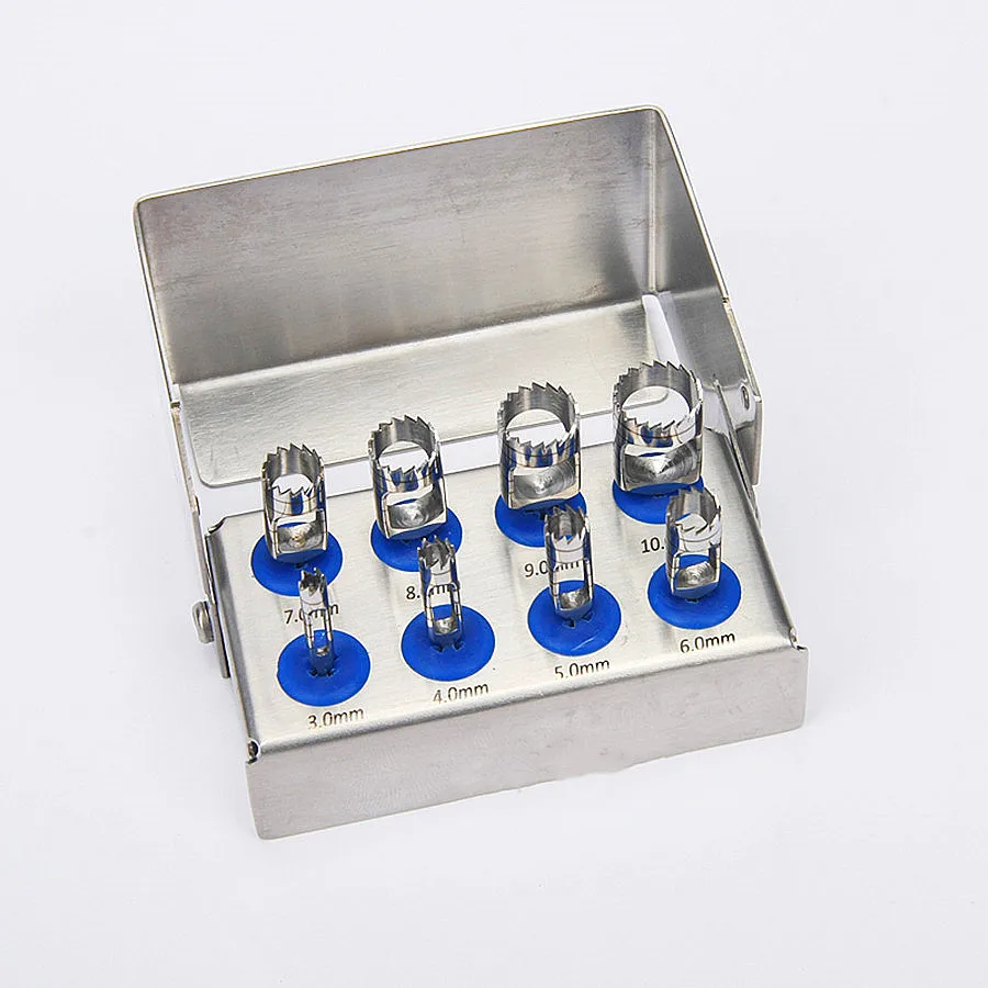 8 Pcs Dental Implant Bone Trephine Drills Kit / Trephines Set / Universal Trephines