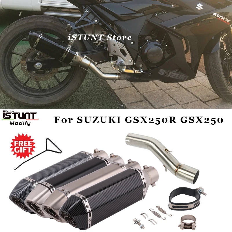 Slip On Dành Cho Xe SUZUKI GSX250R GSX250 DL250 Xe Máy Hệ Thống Thoát Khí Thoát Sửa Đổi Trung Liên Kết Ống Hút DB Kẻ Giết Người Có Thể Tháo Rời