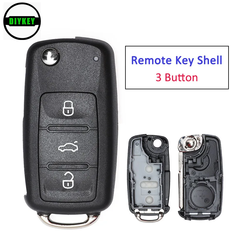 Diykey carcaça de chave remota, novo botão 2/3 butão para vw volkswagen seat skoda amarok/crafter/touareg 2014-2019