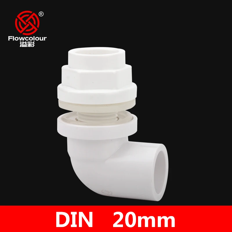 Flowcolour 20mm UPVC Elbow Bulkhead Pipe Fittings Coupler Water Connector For Garden Irrigation Hydroponic System