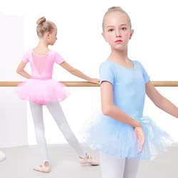 Girls Ballet Leotard Dance Tutu Suit  Child Pink Blue Princess Dancewear Ballet Dress Tulle Tutu Skirt Set