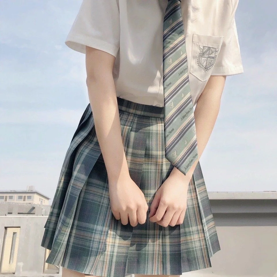 日本の学生服長袖かわいい白いシャツ女の子のためのポケット刺school学校ドレスjkセーラースーツトップス女性