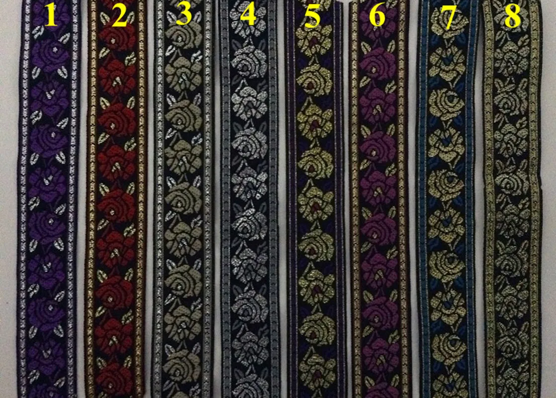 

24mm wide nylon base single side metallic rose flower embroidery ribbon,XERY-HF1005A