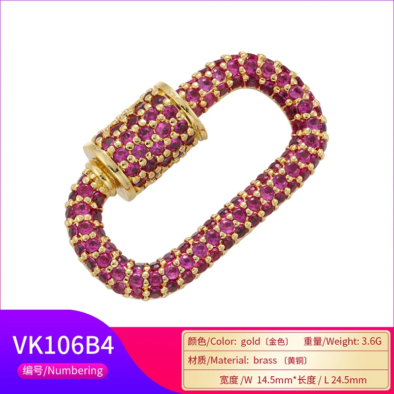 Pavé-Zirkonia 18K vergoldeter Karabinerverschluss DIY Schmuckzubehör für handgefertigte Halsketten- und Armbandkomponenten Schraubverschluss: VK106 – Detail 16