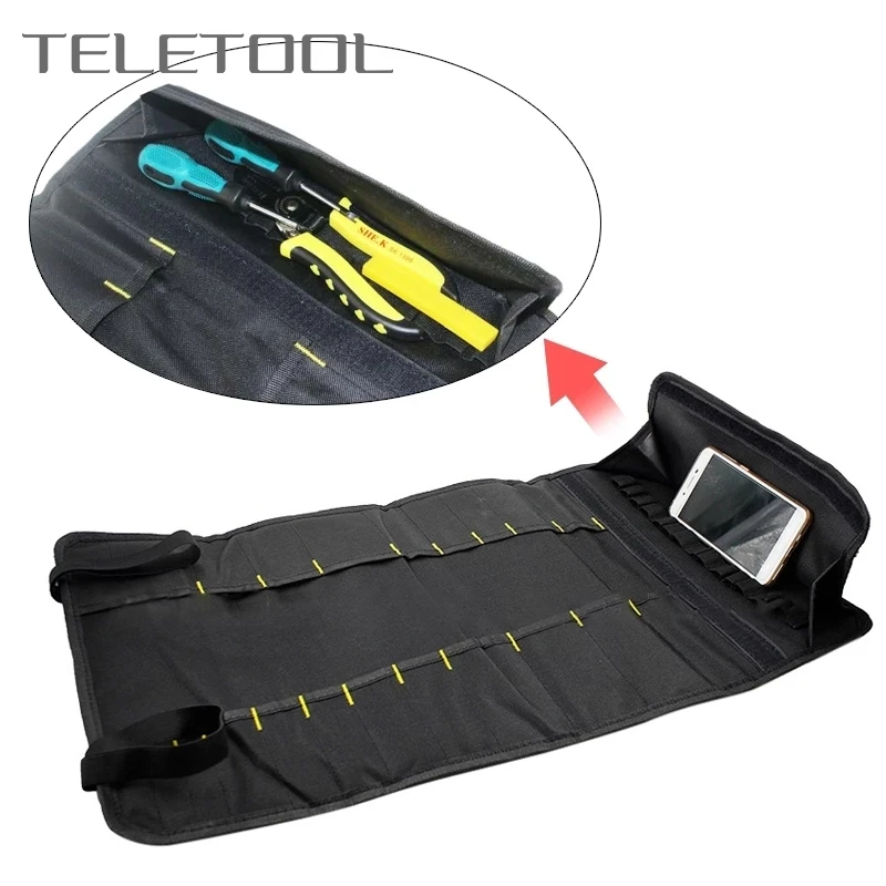 Tas Kunci Pas Lipat Kain Oxford Multifungsi Alat Penyimpanan Gulungan Alat Saku Organizer Alat Pemegang Kantong Portabel 4 Warna