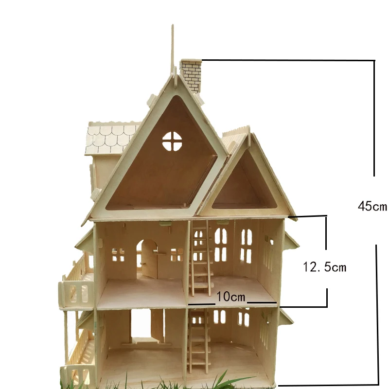 Drewna miniaturowy domek dla lalek diy do lalek dom montowane edukacyjne udawaj zabawki Mini 3D Stereo puzzle dom dla dzieci dziewczyny