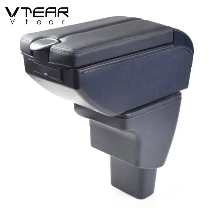 

Vtear Auto Armrest Leather Arm Rest USB Storage Box Center Console Car-Styling Accessories Decoration Parts For Hyundai i10 2018