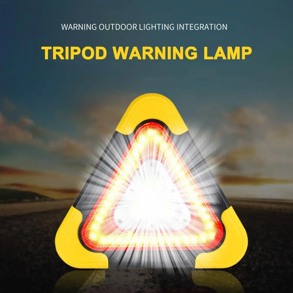 Multi-functional Tripod Warning Lamp COB Work Light Emergency Light For Auto Solar + Usb Charging Emergency Stop Sign