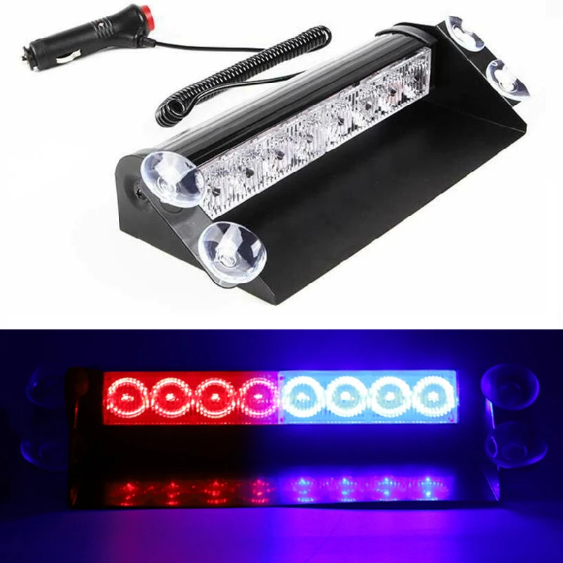 車のストロボ,ライト,車のストロボ,デイライト,LED警察の点滅ライト,赤/青,8led,12v,新しい