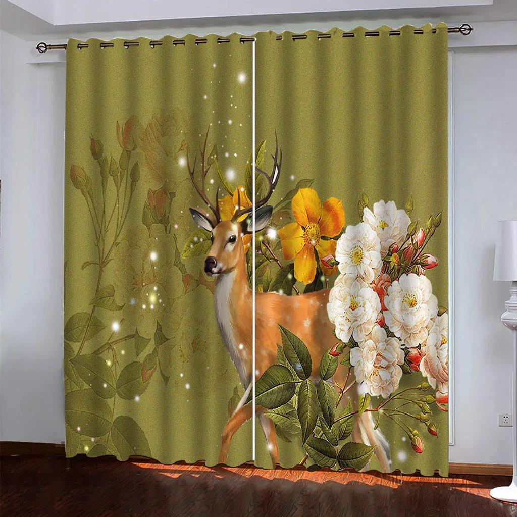 Customize 3D Window Curtains Animal flower Blackout Curtains Parlor Bedroom Hotel Windows Decoration 3D Curtains